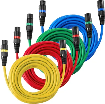 Produktbild von XLR-Kabel-Set - DMX/Mikrofonkabel 4er-Pack 7,62 m - Dreipolig - Symmetrisch - Stecker Auf Buchse - Vergoldete Kontakte
