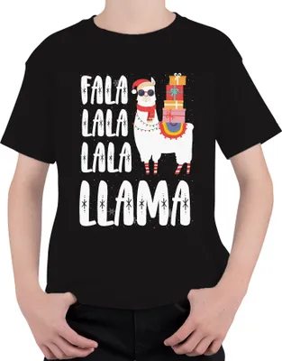 Produktbild von Fala Lala Lala Llama  - Weihnachten Weihnachtsgeschenk Christmas Uni Kinder T-Shirt, Schwarz, 152