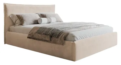 Productafbeelding van Boxspringbed met bedopslag 160x200 Zenito Slim - Kussenrugleuning, slaapkamerbed 160x200 cm, fluweelstof beige