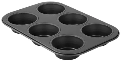 Muffinbackform 6 Mulden, antihaftbeschichtet, schwarz, 28 cm