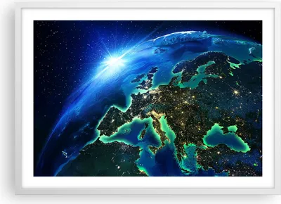 Produktbild von Gerahmtes Poster - Weißer Rahmen - Nacht raum welt ansicht - 70x50 cm - Wand Bild - Wanddeko - Wandbilder - Kunstposter - Wandposter - Bilderrahmen - Bilder - Kunstdruck - Wandbild - P2WAA70x50-2816