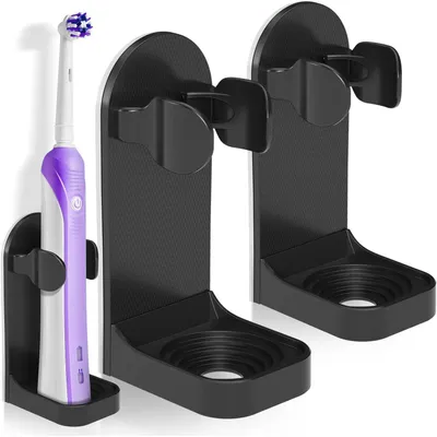 Image de Supports muraux pour brosses à dents électriques, réglables, universels, lot de 2