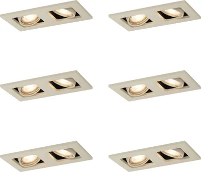 Zdjęcie produktu dla QAZQA – zestaw 6 nowoczesnych reflektorów wpuszczanych w kolorze beżowym GU10 50 mm, regulowanych, 2-punktowych – salon I sypialnia – aluminium – przystosowane do żarówek LED GU10