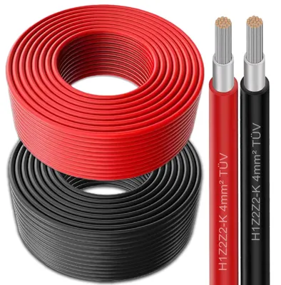 Produktbild von Solar Kabel für Solarmodule Solarleitung Solarkabel Schwarz Rot 4mm² 6mm² PVKabelquerschnitt:4mm²;Farbe 360 Uni:Schwarz