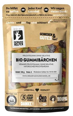 Produktbild von Gummibärchen Fruchtgummi vegan ohne Gelatine, 130g