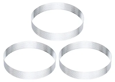 3 Tortenringe aus Edelstahl, 10,9 cm, perforiert, antihaftbeschichtet