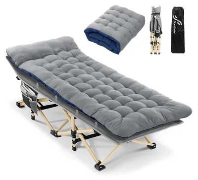 Produktbild von Campingbett Feldbett Klappbett - 188 x 71 cm - Belastbar bis 204 kg - Grau