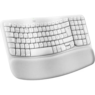 Produktbild von Logitech Wave Keys wireless ergonomic keyboard - OFFWHITE - (DE) - 2.4GHZ/BT - N/A - CENTRAL-419 - UNIVERSAL