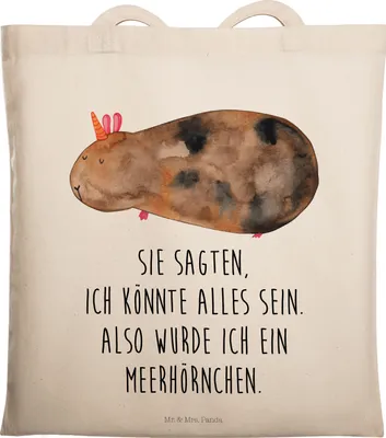 Produktbild von Mr. & Mrs. Panda Schultasche Einhorn Meerschweinchen - Transparent - Geschenk, Unicorn, Laptoptasche, Tote Bag, Einkaufstasche, Baumwollbeutel, Einhörner, Meerhörnchen