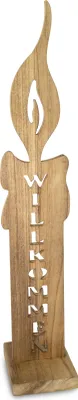 Produktbild von Deko-Kerze "Willkommen" aus Holz | Natur | 71×12 cm | Holzsäule  13154