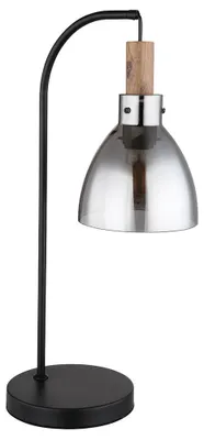 Produktbild von LED Tischleuchte, Rauchglas, Holz, schwarz, H 55 cm