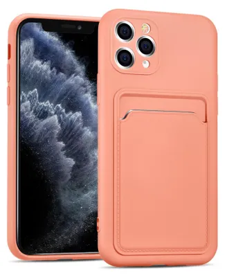 Zdjęcie produktu dla Etui na telefon komórkowy Apple iPhone 11 Pro silikonowe etui ochronne z kieszenią na kartę Slim Wallet Case, różowe