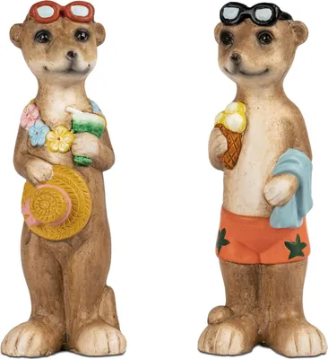 Produktbild von 2er Set Dekofiguren Erdmännchen Sommerzeit H. 24cm aus Keramik Formano S26
