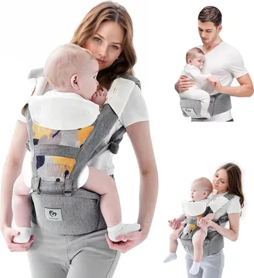 Obrázok produktu pre Bellababy detské nosítko, univerzálne nosítko pre novorodencov od narodenia, bábätká a batoľatá (0-36 mesiacov), nastaviteľné sedadlo, 3 polohy nosenia (sivé)