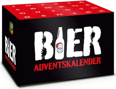 A beer advent calendar with festive branding.