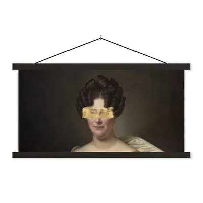 Produktbild von MuchoWow® Textilposter Kunst - Farbe - Gelb 90x45 cm mit schwarzem Rahmen - Klemmleisten