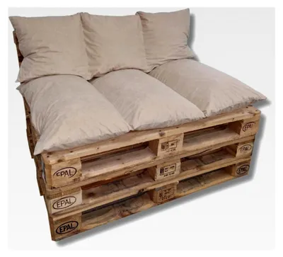 Produktbild von Palettenkissen mit abnehmbarem und waschbarem Bezug (Set, Beige)