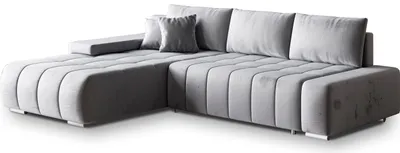 Produktbild von Masseno Ecksofa ALESE L-S mit Schlaffunktion L-Form, Sofa mit Bettkasten, Wohnzimmersofa, Couch, Soffa, Bettsofa, Couchgarnitur- Hellgrau, MONOLITH 84