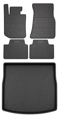 Image de Tapis en caoutchouc + bac de coffre pour BMW Seria 3 G20 2018- (berline, plancher réglable, position haute) – 5 pièces, noirs, sur mesure