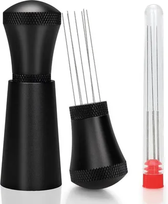 Produktbild von Unyqoos® WDT-Kaffeeverteiler aus Aluminium, abnehmbar – 10 feine Edelstahlnadeln (7ר 0,3 mm + 3 Ersatz), Espresso-Tool für Barista, schwarz