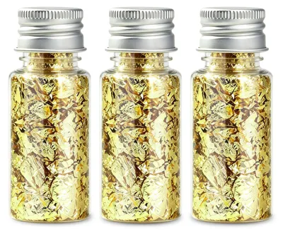3er Set Goldfolienflocken für DIY, Dekoration & Basteln