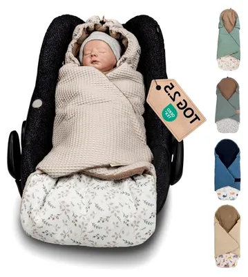 Produktbild von Einschlagdecke für Babyschalen, geeignet für Herbst und Winter, 100% Materialien, Floral Sand (Hergestellt in der EU) - Babydecke für Kindersitz oder Kinderwagen, weiche Decke für Babys