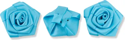 Produktbild von Satinrosen 6cm zum Basteln & Aufnähen 3 Stück Türkis
