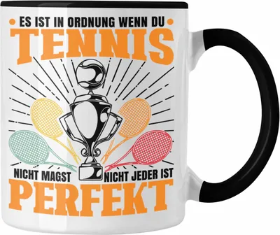 Produktbild von Trendation - Tennis Tasse Geschenk für Tennisspieler mit Spruch für Männer Frauen (Schwarz)