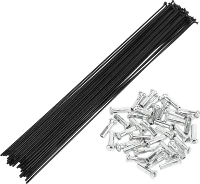 Produktbild von Universal-Fahrradspeichen, Fahrrad-Radspeichen, 14G, 295 mm Länge, Kohlenstoffstahl, Schwarz, 1 Set