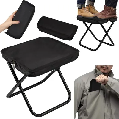 Produktbild von Klappbarer Campinghocker - Tragbar - Leicht - Kompakt - Für Camping, Wandern und Angeln - Belastbar bis 100 kg