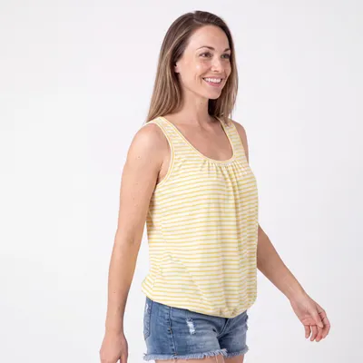 Produktbild von Trägertop Damen Querstreifen Freizeitshirt Rundhals 38 40 42  Baumwolltop