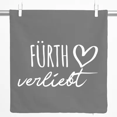 Produktbild von Huuraa Kissenbezug Fürth verliebt 40x40cm Steel Grey Baumwolle Dekokissenbezug Geschenkidee