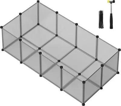 Produktbild von Außengehege mit Bodenplatten für kleine Tiere 143x73x46cm Grau