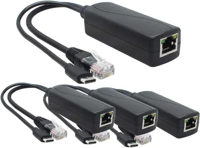 Productafbeelding van 4-Pack Gigabit PoE Splitter USB Type-C 5V 2.4A IEEE 802.3af Compatibel