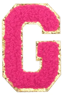 Aufbügel-Buchstabe G, Chenille, Goldrand, 5,5x3,6 cm, rot