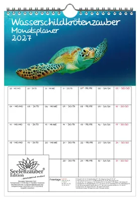 Produktbild von Wasserschildkrötenzauber Planer DIN A4 Kalender für 2027 Wasserschildkröten - Seelenzauber