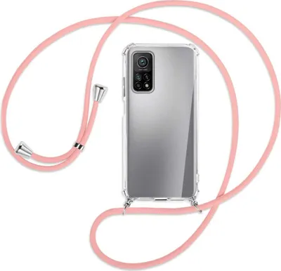 Produktbild von Handykette Backcover-Schutzhülle mit Band (Metall silberfarben) für Xiaomi Mi 10T (Pro) 5G - rosa