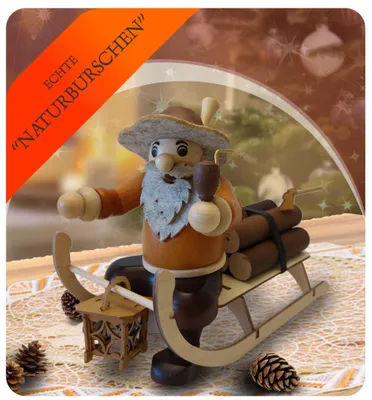 Produktbild von Räucherfigur Holzfäller auf Schlitten BxHxT 12,5x18x25cm NEU