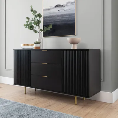 Image de Commode large STELLA - noir / or