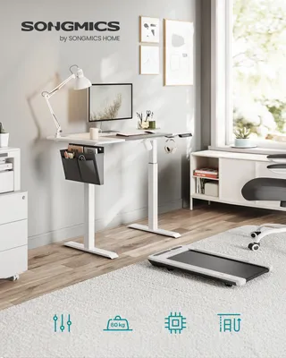 Obrázek produktu pro SONGMICS Výškově nastavitelný elektrický stůl 120 cm, plynule nastavitelný, připojení USB-A, paměťová funkce se 4 výškami