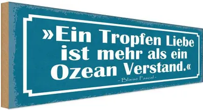 Produktbild von vianmo Holzschild 10x27 cm Tropfen Liebe mehr als ein Ozean Spruch Zitat