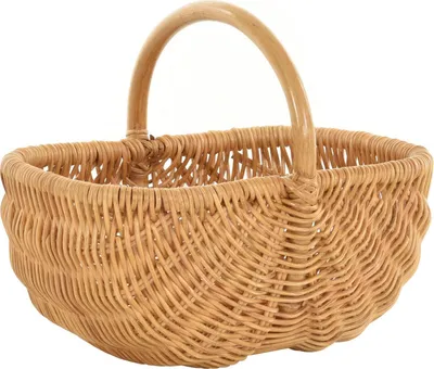 Produktbild von KRINES HOME Einkaufskorb / Bügelkorb / Shopper aus echtem Rattan, Henkel- Trage-Korb leicht und stabil (2 - Honig)