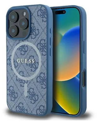 Image de GUESS étui compatible IPHONE 16 Pro Max avec MagSafe GUHMP16XG4GFRB (PU 4G Ring Classic Logo) blue