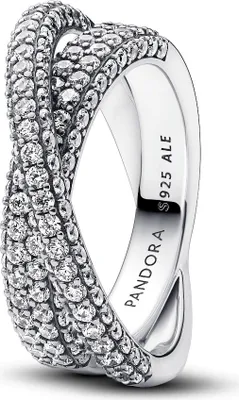Image de Pandora Timeless Pavé Anneau croisé à double ruban 193022C01 Anneau femme, Taille de l'anneau:52