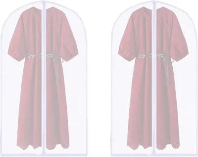 Image de Ensemble de housses de protection pour vêtements, 2 pièces, 60 x 140 cm, étanches et anti-poussière, avec fermeture éclair et fenêtre transparente, pour