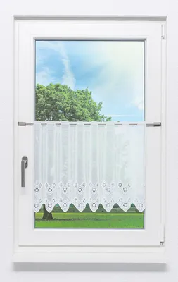 Produktbild von Lysel Scheibengardine Rautendesign (Bx H) 253cm * 45cm weiß/reinweiß