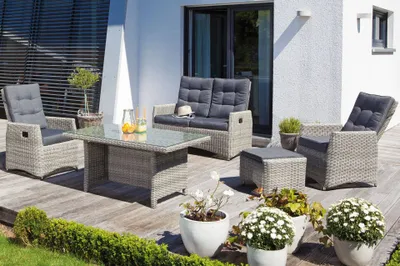 Produktbild von Müsing Sitzgruppe Sunny Smart Roseville dunkelgrau, hellgrau Kunststoff, Metall, 13-teilig