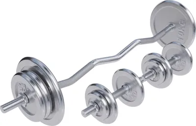 Produktbild von GORILLA SPORTS® Hantelset 70kg - 4x1,25kg, 4x2,5kg, 4x5kg, 2x10kg Gewichte, SZ Curlstange 120cm, 2 Kurzhanteln, 30mm, 6 Sternverschlüsse, gerändelt, Chrom - SZ-Stange, Langhantel Set, Langhantelstange