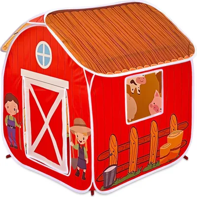 Produktbild von Kinder Spielzelt, Bauernhof Design, 86x86x95cm Spielhaus für Baby, Innen & Außen, Pop-up, Tragbar Kinderzelt, Spielhaus Zelt