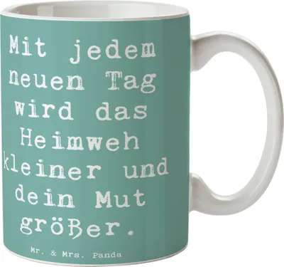 Produktbild von Mr. & Mrs. Panda Teetasse Spruch Heimweh überwinden Mut - Meeresbrise - Geschenk, Sehnsucht, Kaffeebecher, Vertrauem, dunkle Tage, Mutmacher, liebevoll, Zuversicht, Trost